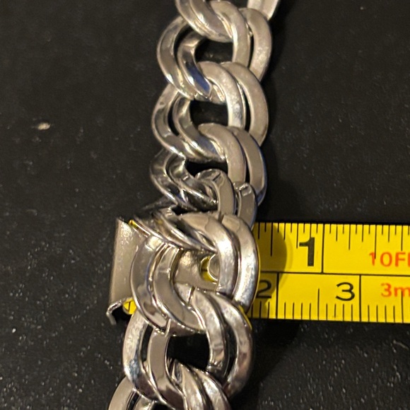 Silver Tone Double Link Monet Curb Chain Necklace - Picture 3 of 8
